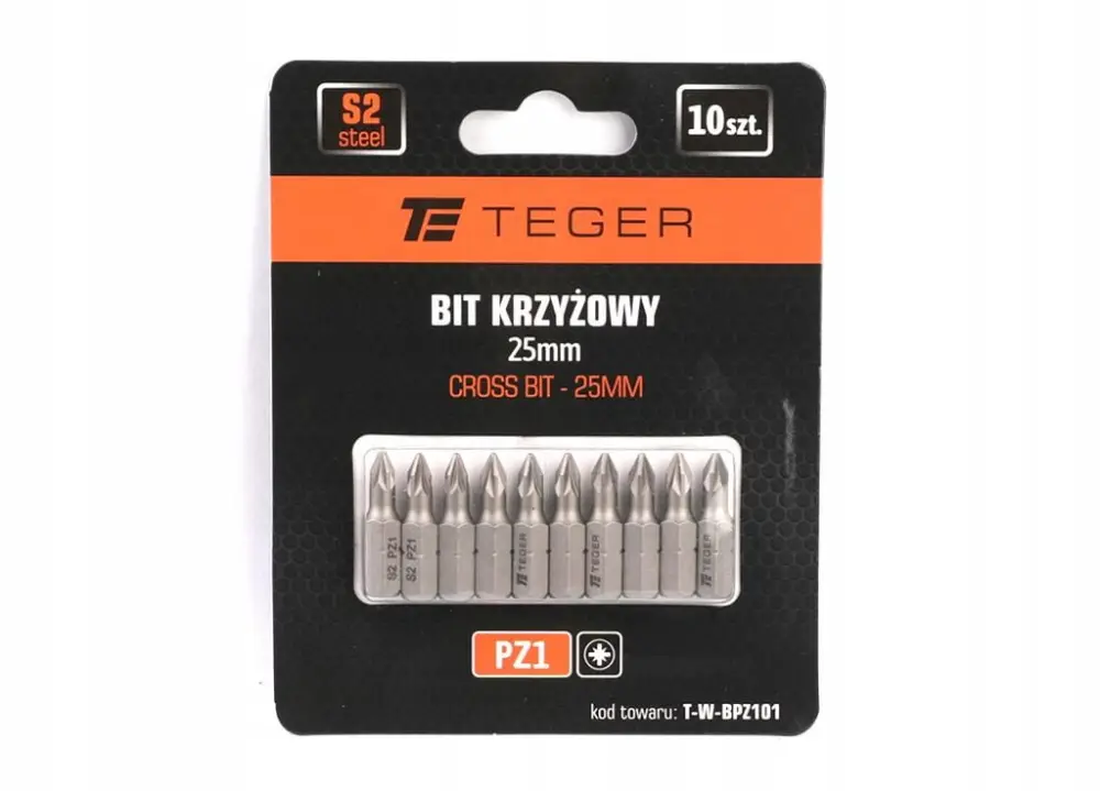 Promocja Bit krzyżowy PZ 25 mm PZ1 (ZESTAW 10 SZT) TEGER T-W-BPZ101