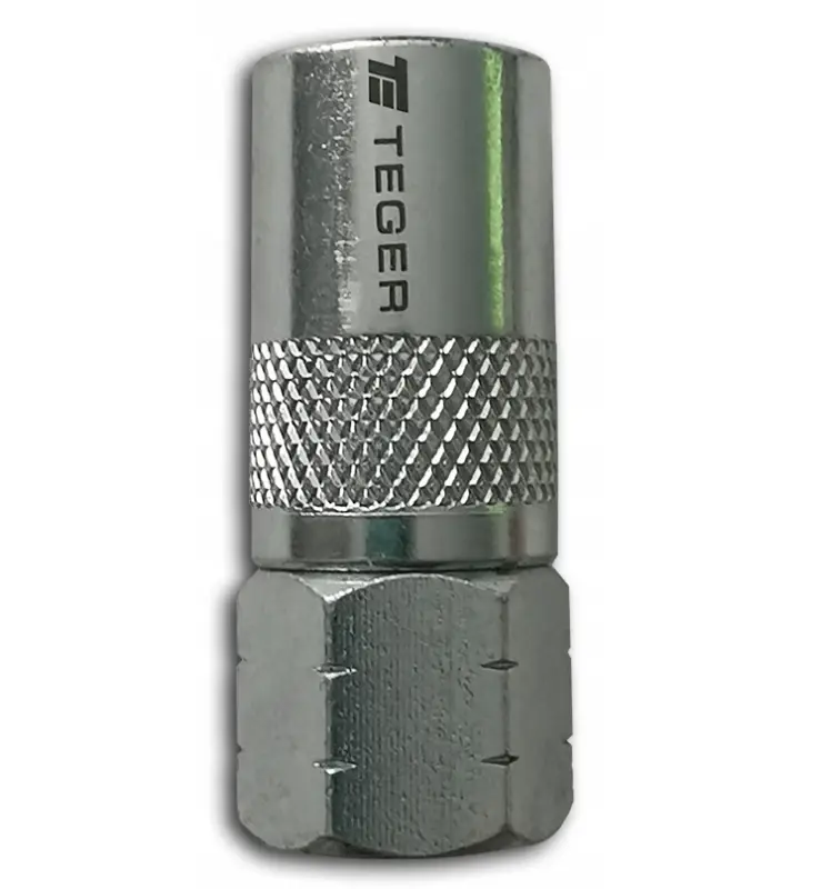 Premium Czteroszczękowa końcówka węża smarownicy z blokadą M10x1. 413 BAR (6000 PSI) Professional TEGER T-KS4SZ-P
